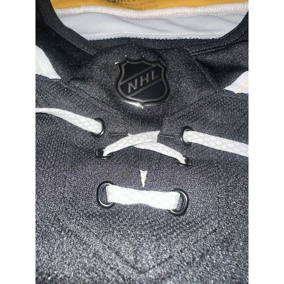 NWT Boston Bruins Jersey Mens 46 S Adidas PRIMEGREEN NHL BLACK AND YELLOW - Picture 6 of 16